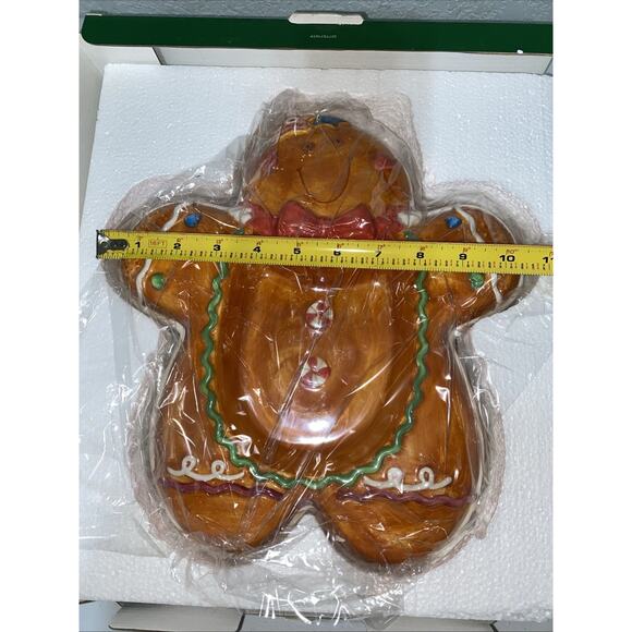 VTG Dillards Pottery Hand Painted Gingerbread Platter Christmas Serving Dish NEW - Picture 4 of 5